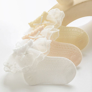 <span class=keywords><strong>Calzini</strong></span> alla caviglia in cotone pettinato per neonati, bambini e bambine, primavera estate, con stelle e pizzo. - Product Image 2