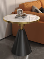 Table d'appoint de luxe en métal au design nordique avec plateau en marbre et dalle de pierre pour salon, balcon, hôtel, chevet – Table à thé pour petit appartement