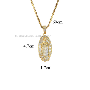 Virgin Mary Pendant, Hip Hop Accessories Accessories Couple <b>Copper</b> Zircon, Pendant <b>Chain</b> - Product Image 1