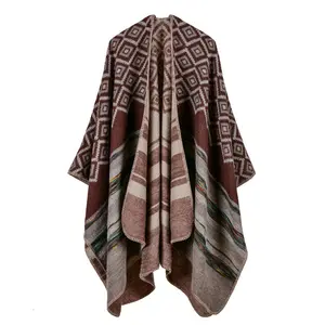 2023 customization factory New European And American Trade Autumn And Winter Multicolor Coloring Geometry Scarf Cloak Shawl