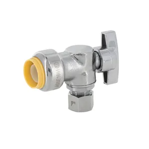 Brass quick release copper push fit valve angle type 1/4 quarter turn valve for pex and copper plumbing water pipe
