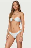 Custom Strapless Effen Kleur Eenvoudige Designer Badpak Bikini Voor Vrouwen Front Logo Strandkleding Bikini 'S Vervaardigd Door Naam Merk