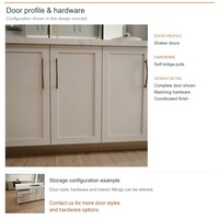 Meubles de cuisine en PVC thermoformé pour villa, design Shaker, aménagement en îlot, boîtes de rangement en panneaux mélaminés et commandes sur mesure