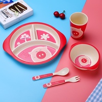 Ensemble de vaisselle en mélamine pour enfants, 5 pièces, pour tout-petits, usage domestique, assiettes divisées mignonnes, tasses adorables, bols, fourchettes