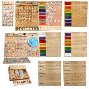 Montessori Enfants Éducation Précoce <span class=keywords><strong>Calendrier</strong></span> Météorologique <span class=keywords><strong>en</strong></span> <span class=keywords><strong>Bois</strong></span> pour Enfants Cadeaux - Product Image 3
