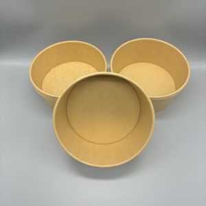 Conteneur d'emballage alimentaire avec impression de logo personnalisé, bols à salade en papier kraft avec couvercle en papier PP - Product Image 1