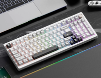 Fenglingdu F98 Teclado mecánico 98 Junta de diseño Intercambio en caliente Tres modos Inalámbrico BT 2,4g RGB Teclados para juegos Soporte Json Via