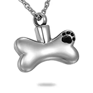 Medallón de pata de gato y perro de acero inoxidable, urna, recuerdo de hueso, collar con estampado de pata, colgante de cremación de recuerdo de hueso de Joya de ceniza - Product Image 1