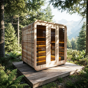 Sauna Quadrata da Esterno per 6 Persone con <span class=keywords><strong>Stufa</strong></span> Elettrica Harvia / <span class=keywords><strong>Stufa</strong></span> <span class=keywords><strong>a</strong></span> <span class=keywords><strong>Legna</strong></span> per Relax, Facile Installazione - Product Image 1