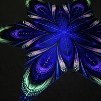Tapisserie de plafond réactive aux UV, motif champignons psychédéliques et étoiles, effet néon trippy sous lumière noire, pour décoration de festival et de fête rave