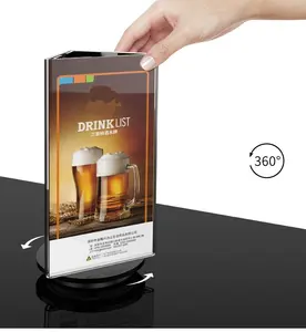 الاكريليك ثلاثي الجوانب طاولة دوّارة بطاقة مثلث القائمة النبيذ الجدول تسجيل لوحة عرض الإعلانات