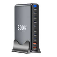 Chargeur de Bureau USB C Multi-Ports 10 800W, Station de Charge USB C GaN PD Murale pour Ordinateur Portable et iPhone 16 15