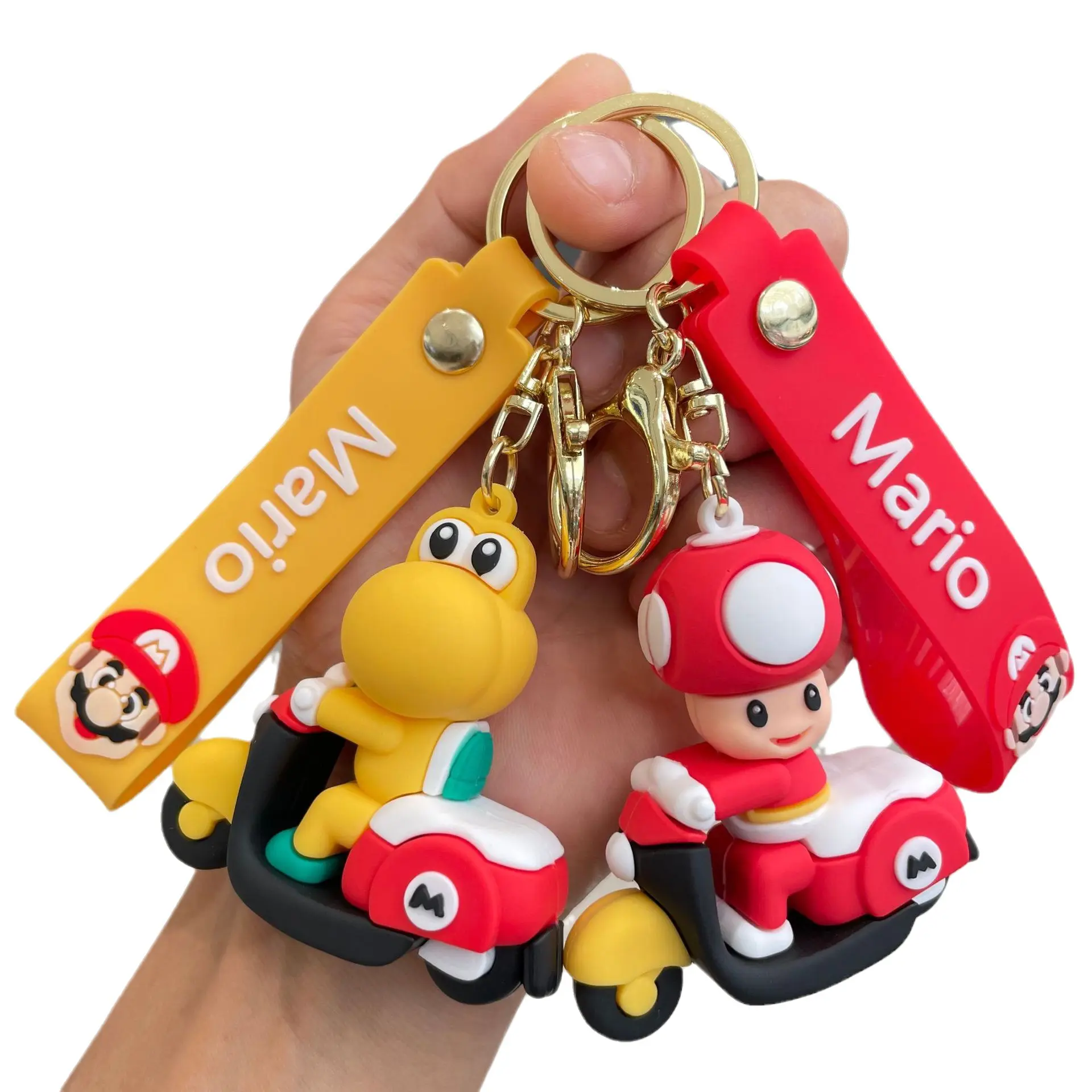 5 Estilos New Super Marios Bros Kart Wii Chaveiros Luigi Car PVC Keychain Yoshi Chaveiro Anéis Sapo Pingente