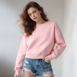 Sudadera Corta de Algodón para Mujer, Personalizada, 350g, Cuello Redondo, Estilo Simple, Ajustada, con Estampado - Product Image 4