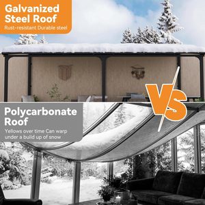 Gazebo mural 10'x20', pergola inclinée avec toit en acier galvanisé et gouttière <span class=keywords><strong>de</strong></span> drainage, gazebo extérieur robuste - Product Image 6