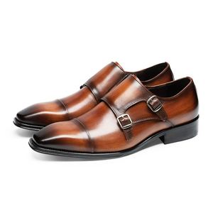 Chaussures habillées de luxe originales Mengke 2025 pour hommes en cuir véritable, faites à la main, polies, à lacets, bout carré, style Penny Loafer - Product Image 5