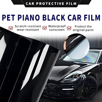 Film Vinyle Adhésif Brillant Noir Piano PET pour Covering Automobile, Haute Qualité Anti-Jaunissement, Changement de Couleur de Voiture, Rouleau de 1,52*16M