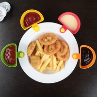 Boîte à sauce créative en plastique à clipser, double usage, pour salade et assaisonnements, avec cuillère à collation, adaptable sur bol ou assiette