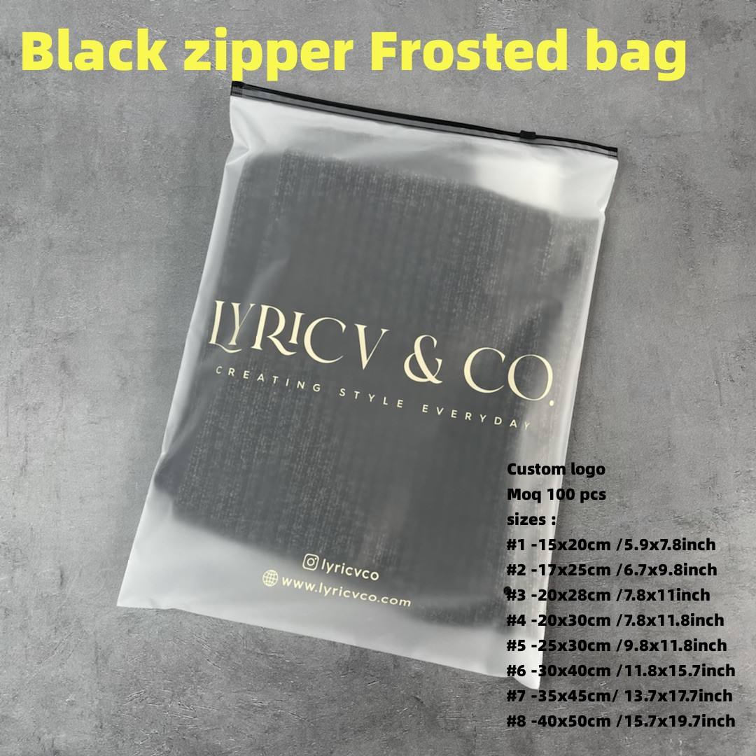 Frosted bag with black zipper