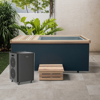 Machine à refroidir l'eau pour bain de glace 1 CV avec baignoire en bois tout-en-un pour immersion froide en extérieur et en intérieur, baignoire en acier inoxydable pour deux personnes