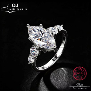 OJ 커스텀 프리미엄 모이사나이트 스톤 925 스털링 실버 모이사나이트 반지 데이트 나이트용 - Product Image 1