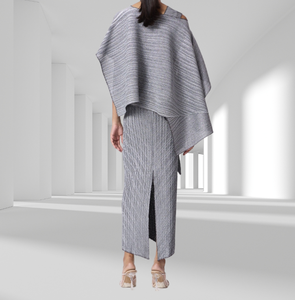 Ensemble de robes longues de luxe deux pièces pour femme, directement de l'usine, avec haut doré uni, tenue de soirée élégante plissée avec ceinture - Product Image 5