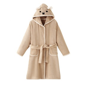 Accappatoio per <span class=keywords><strong>Bambini</strong></span> in Pile Corallo con Ricamo Orsetto, Spesso, Morbido, Assorbente, Facile da Indossare, con Cappuccio - Product Image 6
