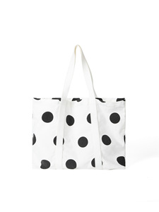 New retro fashion tote <b>bag</b> black and white polka dot <b>large</b> capacity <b>canvas</b> handbag single shoulder <b>bag</b> for women - Product Image 2