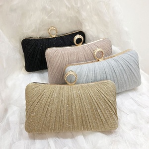 Luxury Finger Ring Pleated Wedding Ladies Party Bag Handbag Metal Chain Cross Body Evening <b>Clutch</b> Bags - Product Image 5