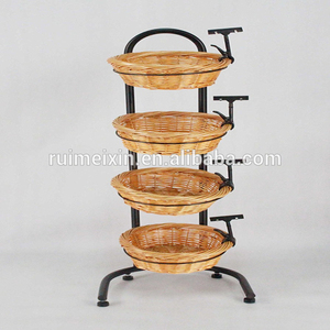 Soporte redondo para 4 estantes para frutas, soporte para pan, estante para productos básicos con cesta - Product Image 2
