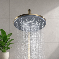 Robinet de douche électrique mural monotrou de luxe moderne en laiton et alliage de zinc finition or brossé chaud/froid céramique pour hôtel