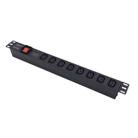 Armoire réseau à 9 prises IEC C13, PDU d'occasion avec interrupteur, unité de distribution d'alimentation en alliage d'aluminium