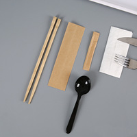 Sac en papier kraft personnalisé pour kit de couverts jetables, serviettes, ustensiles à emporter, emballage de couverts