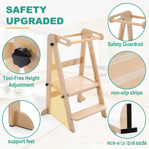 Tour d'apprentissage Montessori en bois 4-en-1 pour enfant, marchepied, échelle, <span class=keywords><strong>table</strong></span> d'aide de cuisine - Prix de gros - Product Image 1