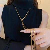 Chaîne de câble coulissante réglable XL151 - Collier en acier inoxydable de 30 pouces, bijoux bicolores or et argent, luxe discret