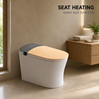 Toilette intelligente avec chasse d'eau automatique, bidet chauffant, télécommande, sans réservoir, sans bride, à sortie en S allongée