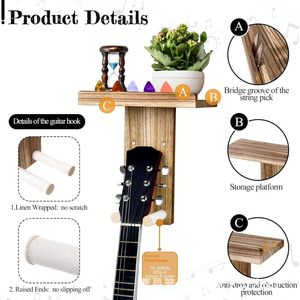 Estante de almacenamiento de guitarra de madera para pared, expositor de madera maciza para decoración de pared, soporte flotante minimalista para ukelele - Product Image 2