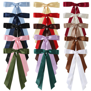 Accesorios para el <span class=keywords><strong>Cabello</strong></span> con Lazo de Satén de Color Sólido, Estilo Ballet, Pinzas para el <span class=keywords><strong>Cabello</strong></span> con Doble Lazo y Cola Larga, Pasadores para Niñas - Product Image 2