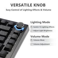 Teclado Mecánico Inalámbrico OEM ODM 75, 8000mAh, Intercambiable en Caliente, Teclado para Juegos con Perilla, Retroiluminación RGB, 2.4GHz, Tipo C, BT5.0, Teclas PBT con Impresión Lateral