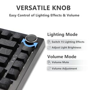<span class=keywords><strong>Clavier</strong></span> mécanique sans fil OEM ODM 75, 8000 mAh, échangeable à chaud, <span class=keywords><strong>clavier</strong></span> de jeu avec bouton, rétroéclairage RVB, 2,4 GHz, Type-C BT5.0, touches PBT imprimées sur le côté - Product Image 4