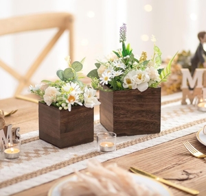 Boîte de Propagation Rustique en <span class=keywords><strong>Bois</strong></span> Verni, Ensemble de Jardinières Carrées d'<span class=keywords><strong>Extérieur</strong></span> pour <span class=keywords><strong>Fleurs</strong></span> - Product Image 2