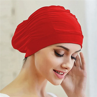 Bonnet de bain à cheveux longs unisexe pour femmes et filles bonnet de bain drapé extensible taille libre piscine sport turban élastique en nylon