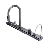 Ensemble d'évier de cuisine moderne en acier inoxydable 304 et laiton, rectangulaire, à cuve unique, avec égouttoir, multifonctionnel, finition gris brossé
