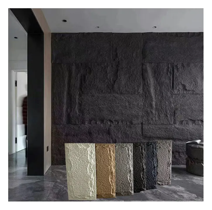 soft wall cladding interior and exterior house wall decor 3d stone alternative wall decor flexible black artificial stone veneer