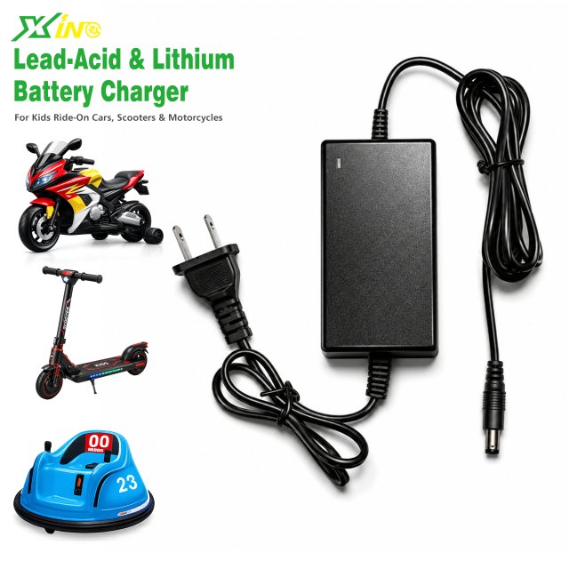 24V 1.5A CE/FCC Certified Kids Ride on Car Charger for Electric Scooter Battery with Overcharge Protection and LED Indicator