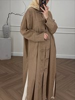 Robe musulmane en lin naturel, coupe ample décontractée, abaya islamique en lin pour femmes, robe évasée modeste, robe de mode du Moyen-Orient