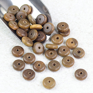 Green Sandalwood Loose Beads 3x8mm Flat Round <b>Spacers</b> For Bracelet Making DIY Jewelry Accessories - Product Image 2