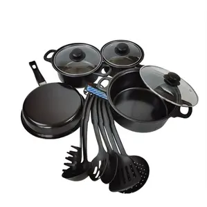 Hot bán 13 cái giá rẻ nhà bếp đồ gia dụng sắt không dính nhà bếp Chậu Cookware sets chậu và chảo Bộ