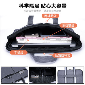 Business Oxford Cloth Tote Document Bag Men's Laptop Briefcase With Printed Logo Multi-Functional Zipper Closure - Product Image 4