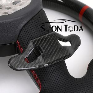 Volant en cuir à fibres de carbone chauffant et vibrant personnalisé avec boutons pour <span class=keywords><strong>Audi</strong></span> <span class=keywords><strong>RS4</strong></span> A4 A5 TT B6 S8 D4 S4 B8 B9 RS3 A6 C6 <span class=keywords><strong>MK1</strong></span> - Product Image 2